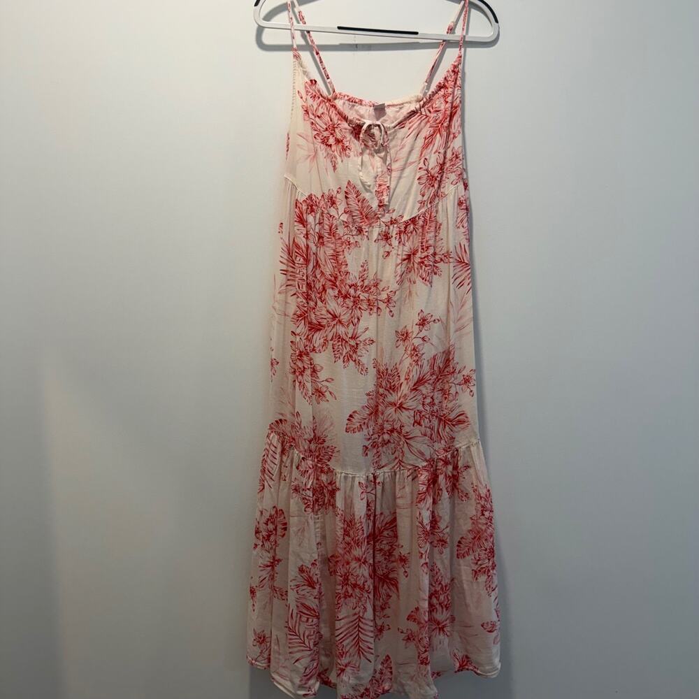 Old Navy Women's Small Floral Tropical Print Spaghetti Strap Midi Dress Pink